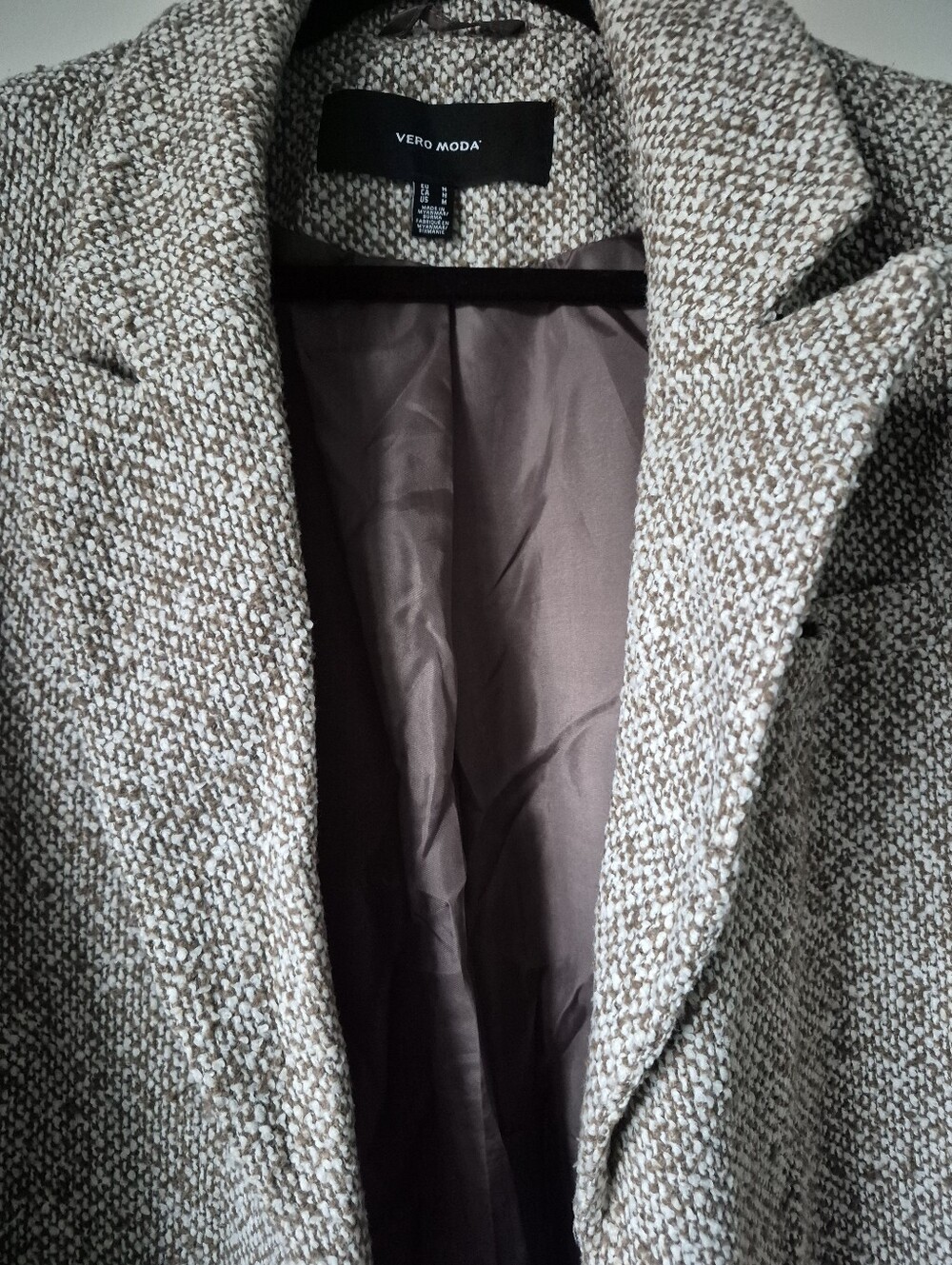 VERO MODA Brown Textured Bouclé Longline Coat Jacket - Women's Size M - Picture 6 of 9